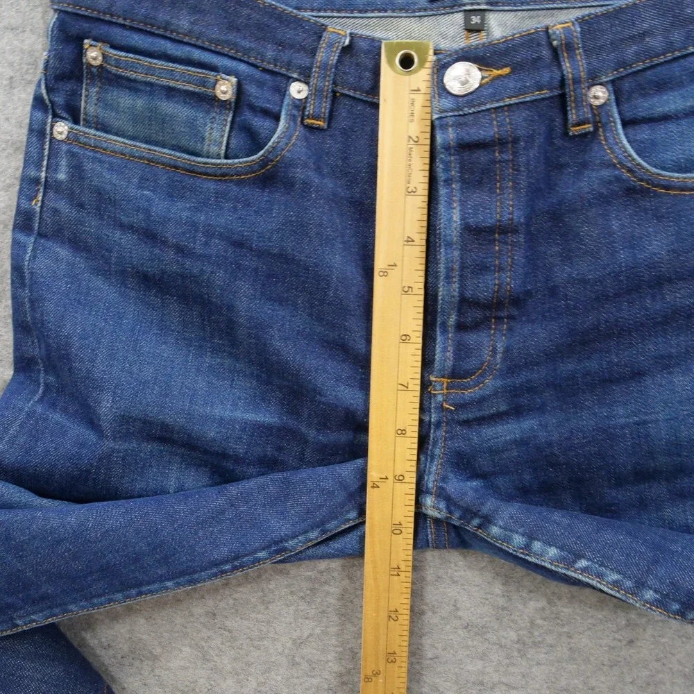 APC Jeans Mens 34 Blue Petit Standard Slim Straight Denim Button Fly Dark Wash
